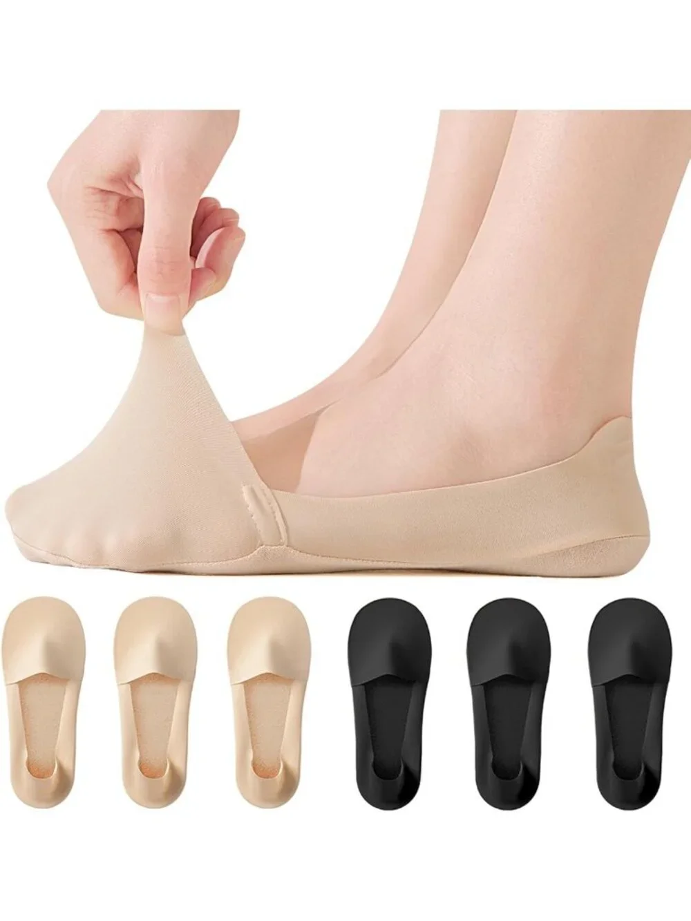 Non-Slip No Show Socks for Women - Thin Invisible Footies for Flats & Heels